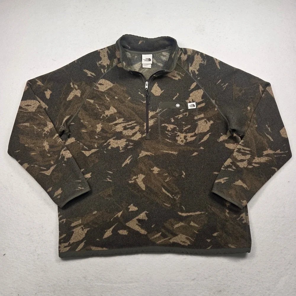 The North Face Fleece Pullover Mens XXL Green Camo 1/4 Zip Gordon Lyons NF0A7WR8